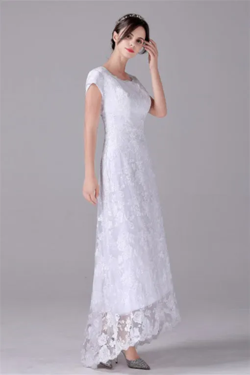 A-Line Short sleeves Asymmetrical Ankle Length Bateau mother's dress