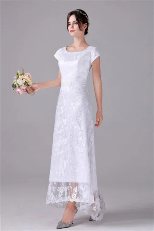 A-Line Short sleeves Asymmetrical Ankle Length Bateau mother's dress
