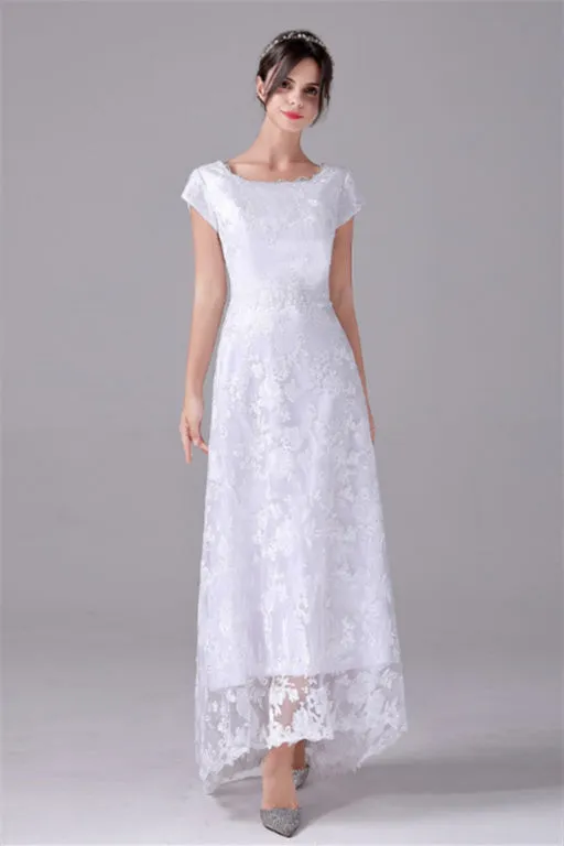 A-Line Short sleeves Asymmetrical Ankle Length Bateau mother's dress