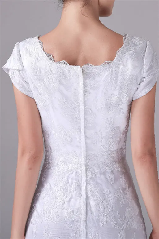 A-Line Short sleeves Asymmetrical Ankle Length Bateau mother's dress
