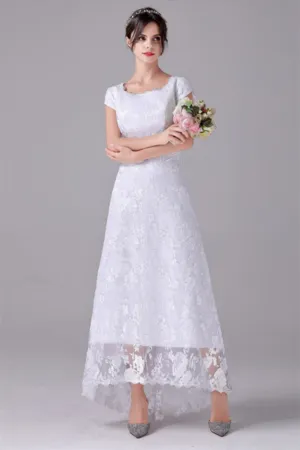 A-Line Short sleeves Asymmetrical Ankle Length Bateau mother's dress