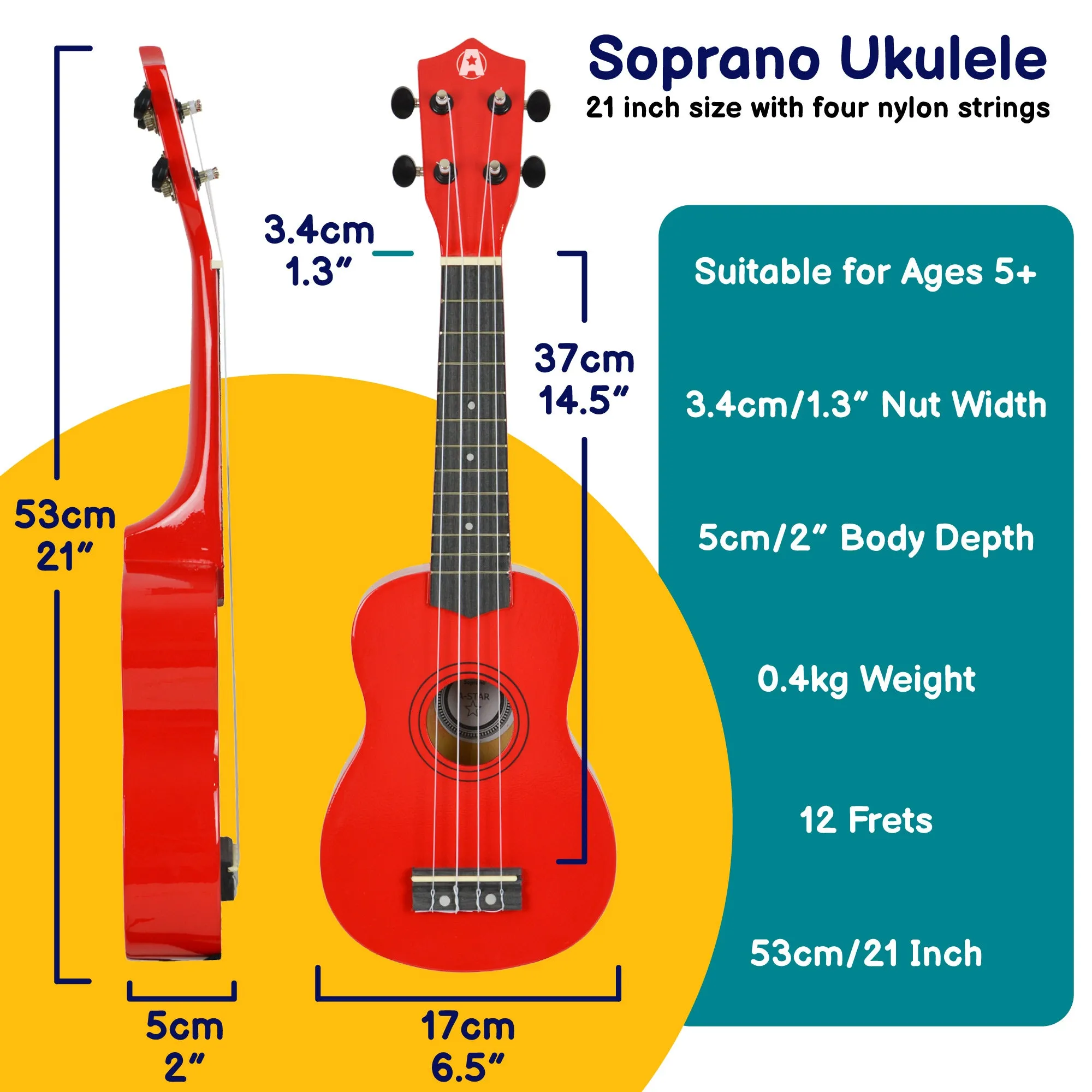 A-Star Soprano Ukulele Starter Pack with Bag, Tuner and Strings