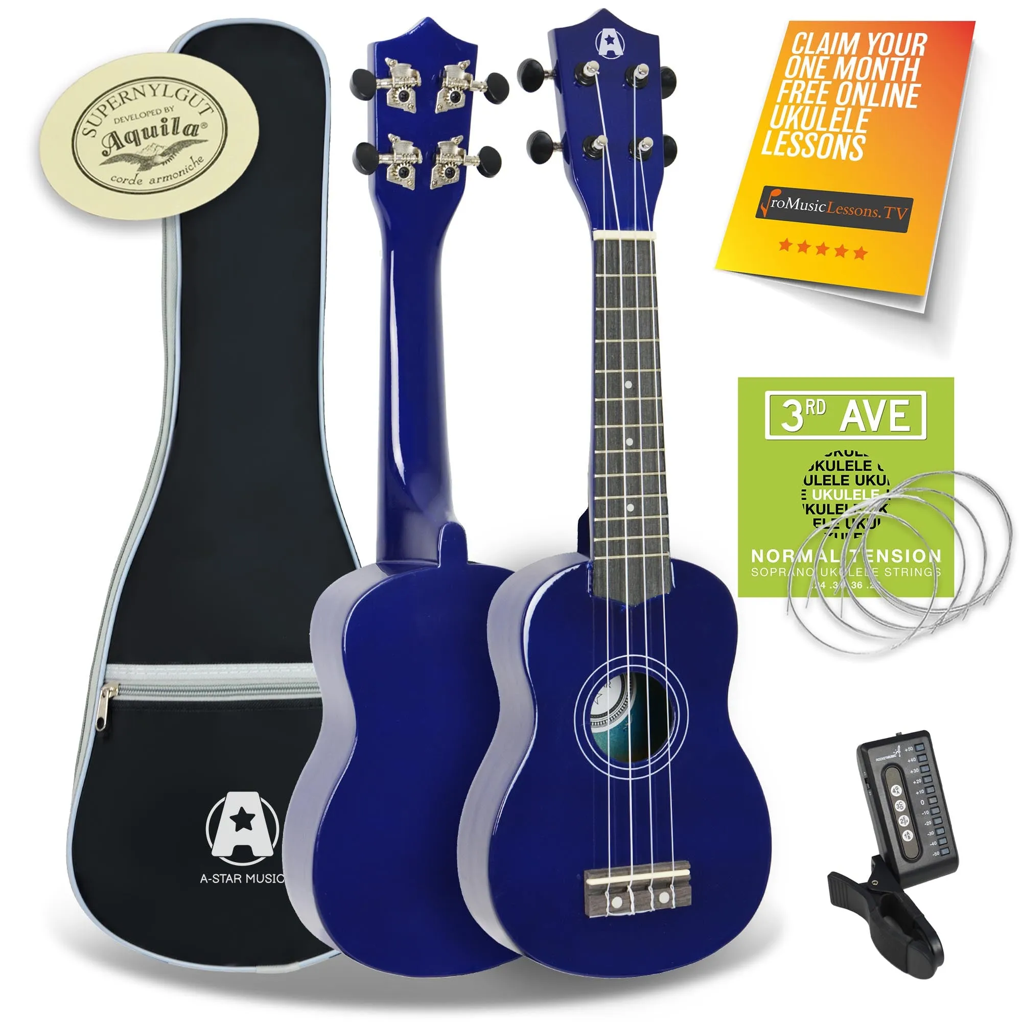 A-Star Soprano Ukulele Starter Pack with Bag, Tuner and Strings