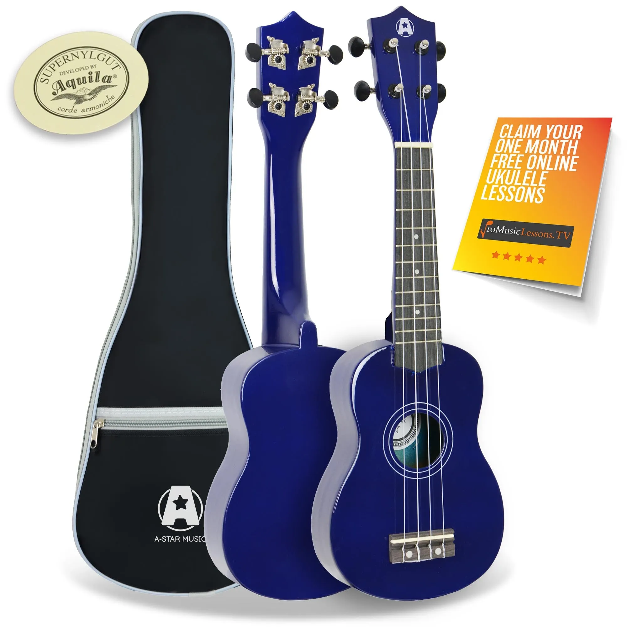 A-Star Soprano Ukulele With Aquila Strings and Bag
