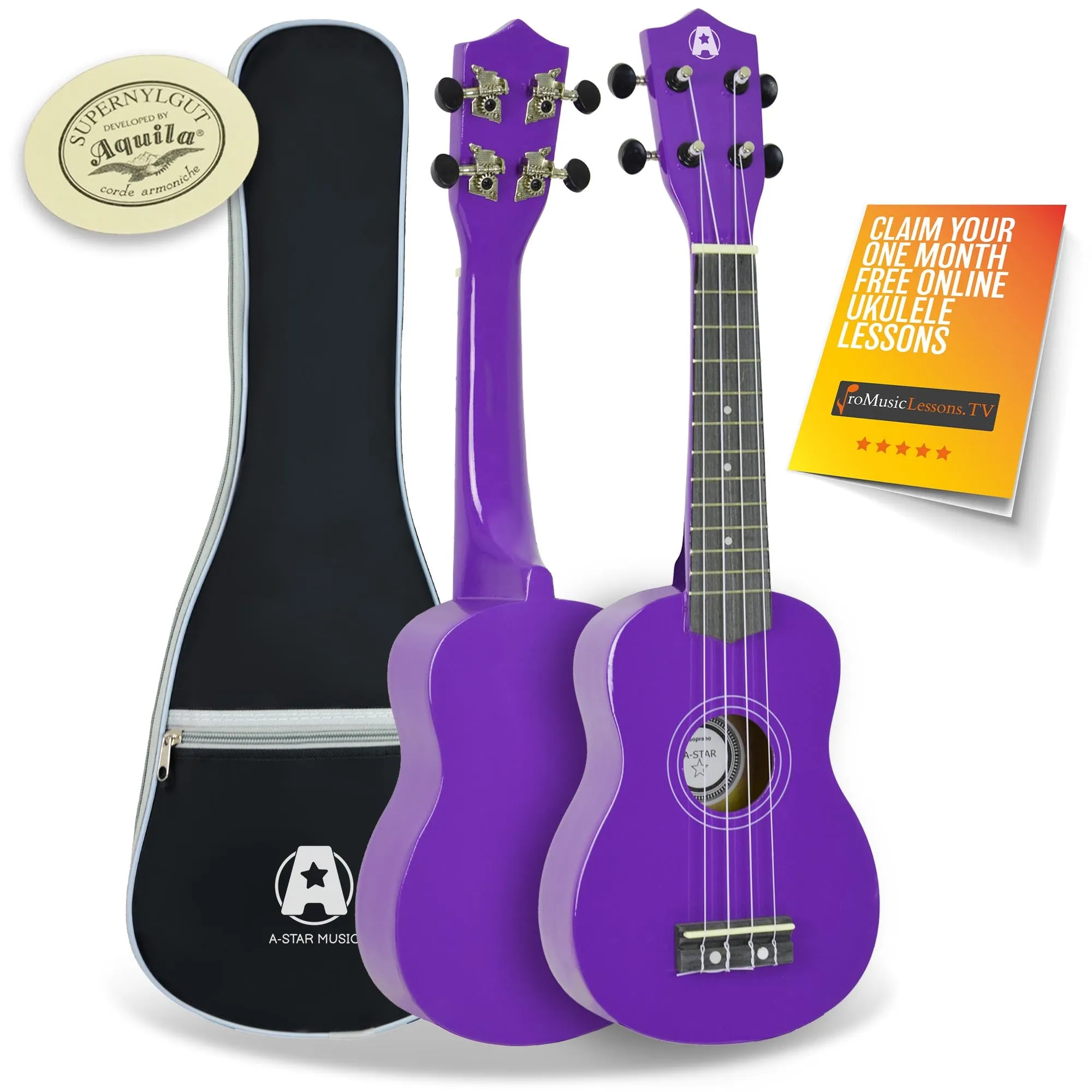 A-Star Soprano Ukulele With Aquila Strings and Bag