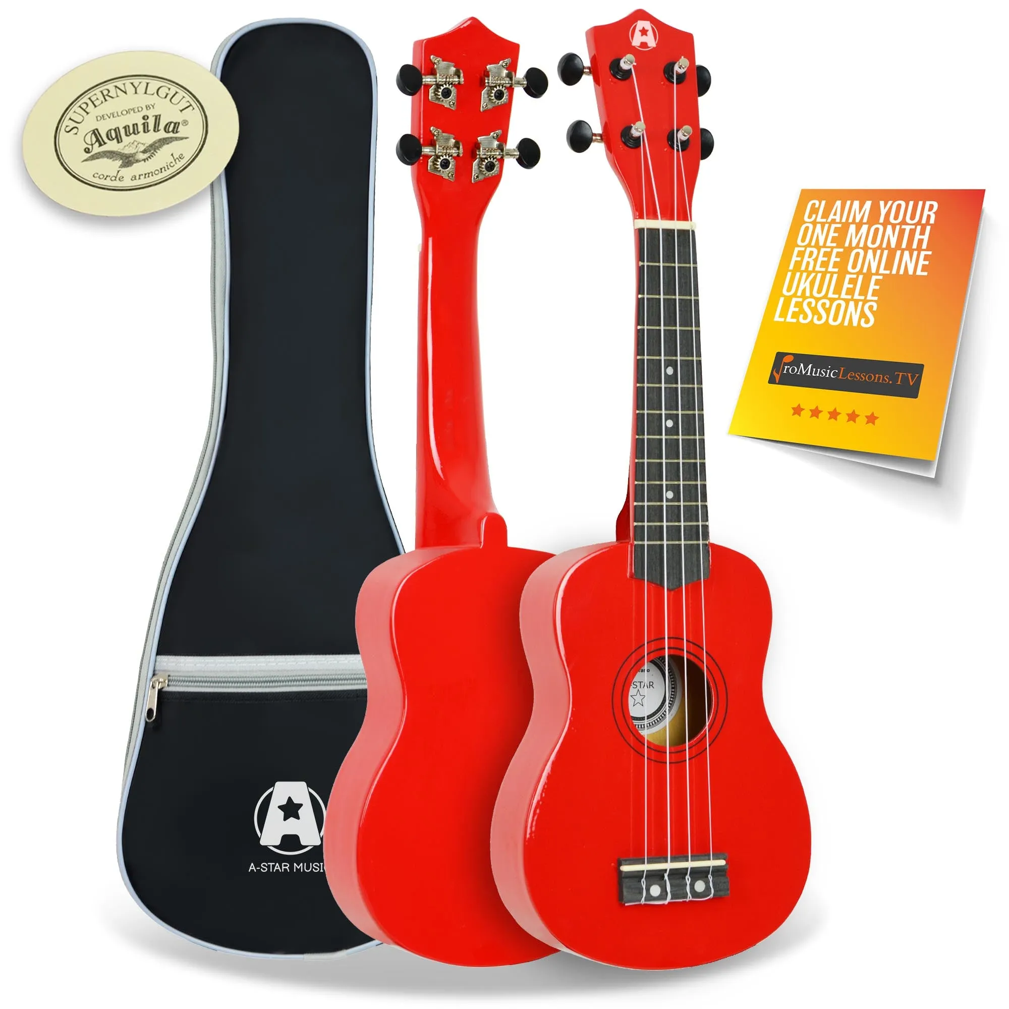 A-Star Soprano Ukulele With Aquila Strings and Bag