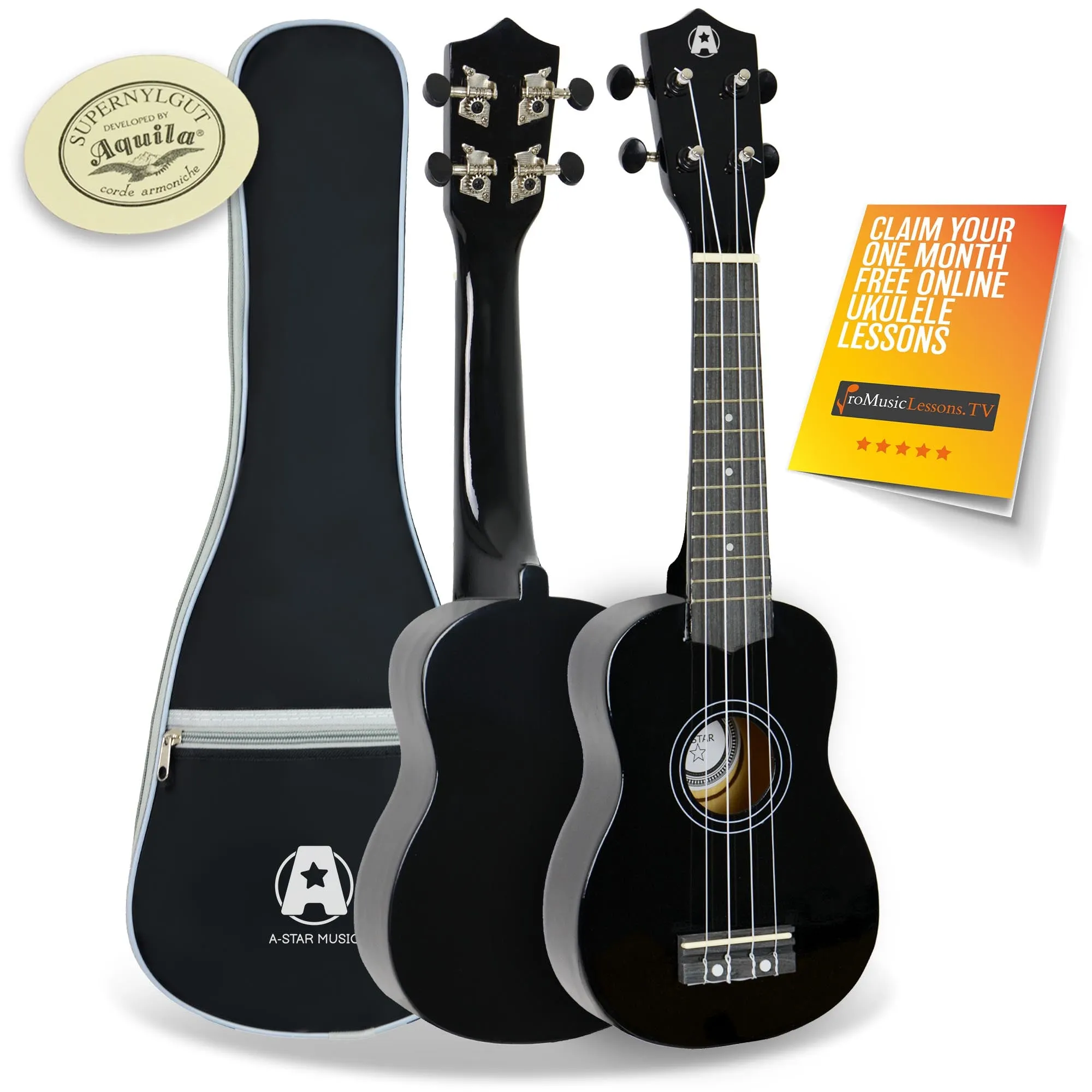 A-Star Soprano Ukulele With Aquila Strings and Bag