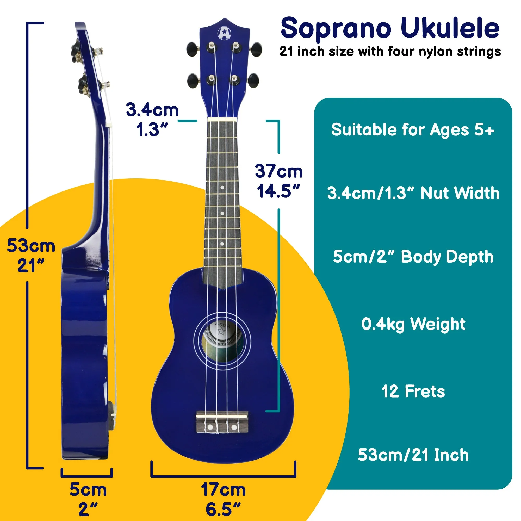 A-Star Soprano Ukulele With Aquila Strings and Bag