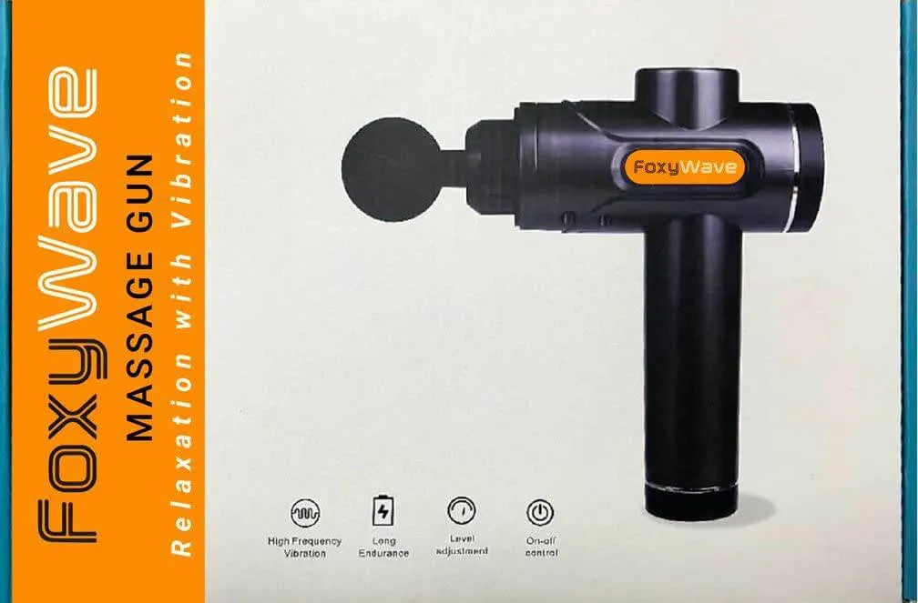 activelife - FoxyWave Electric Massage Gun with Heating Function, Handheld Deep Tissue Muscle Massage Gun for Fascia Pain Relief, 7 Massage Heads Included, Body Massager