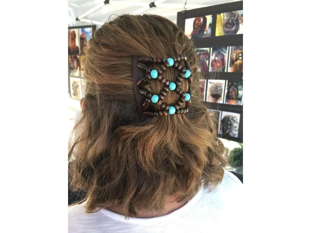 African Butterfly Chameleon Hair Comb - Ndebele Black 54
