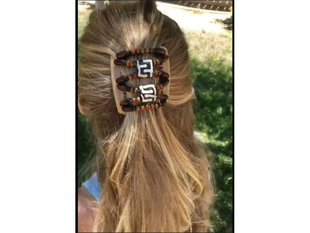 African Butterfly Chameleon Hair Comb - Ndebele Black 54