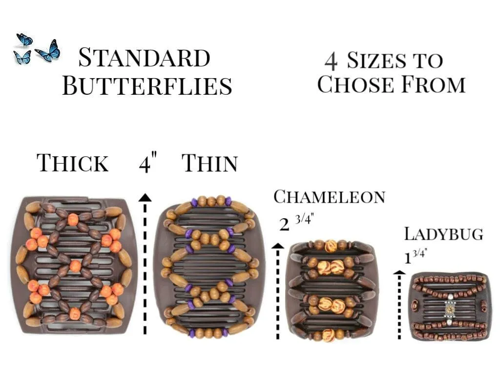 African Butterfly Chameleon Hair Comb - Ndebele Black 54