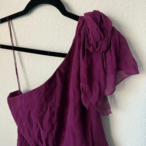 ALICE   OLIVIA Silk One Shoulder Purple Dress