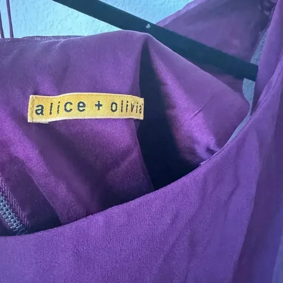 ALICE   OLIVIA Silk One Shoulder Purple Dress