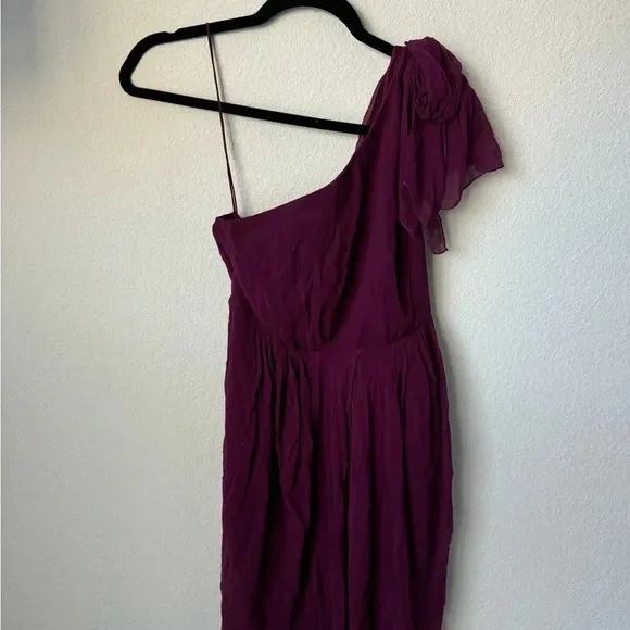ALICE   OLIVIA Silk One Shoulder Purple Dress