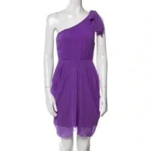 ALICE   OLIVIA Silk One Shoulder Purple Dress