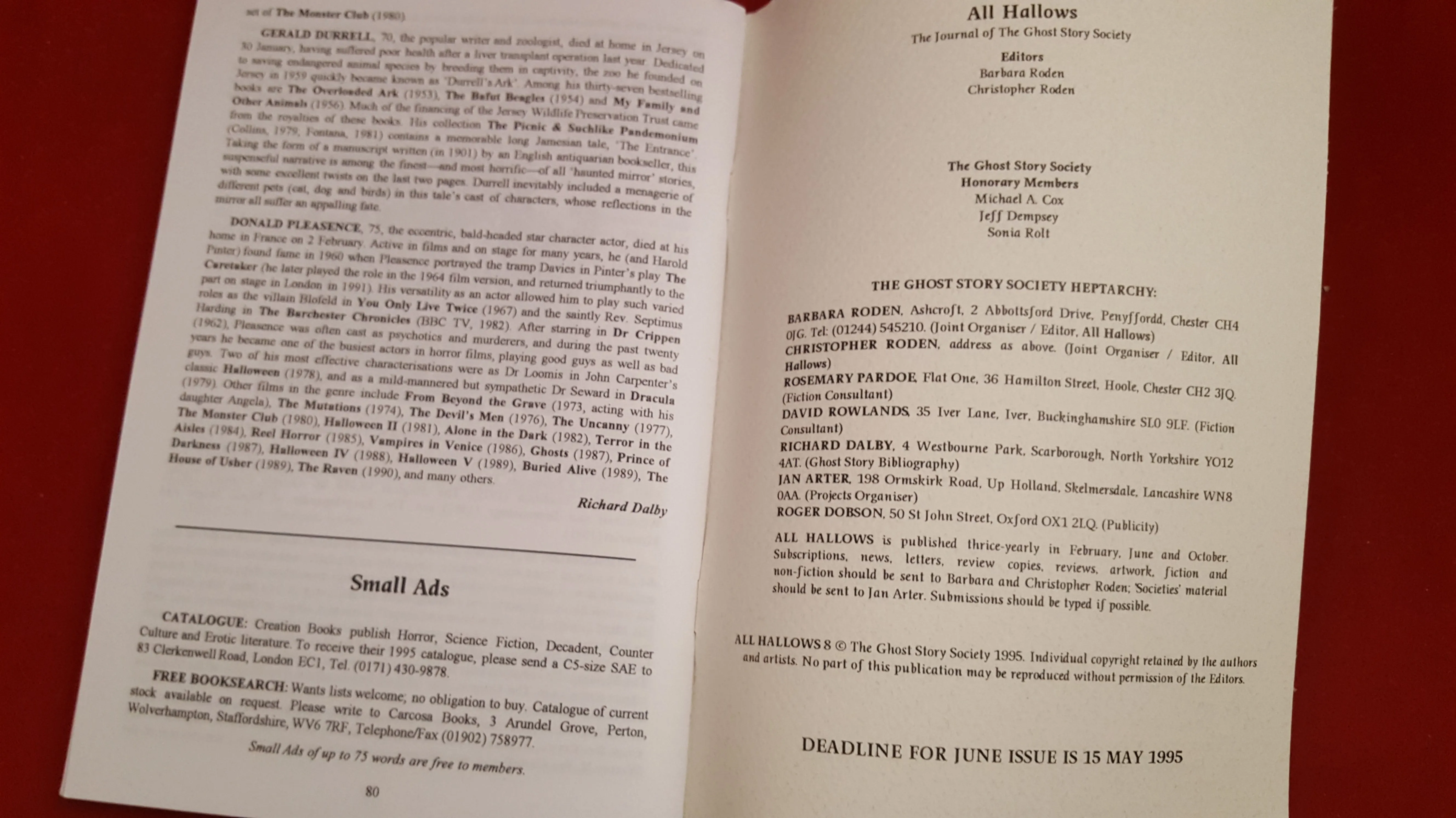 All Hallows 8 - The Journal of The Ghost Story Society, February 1995