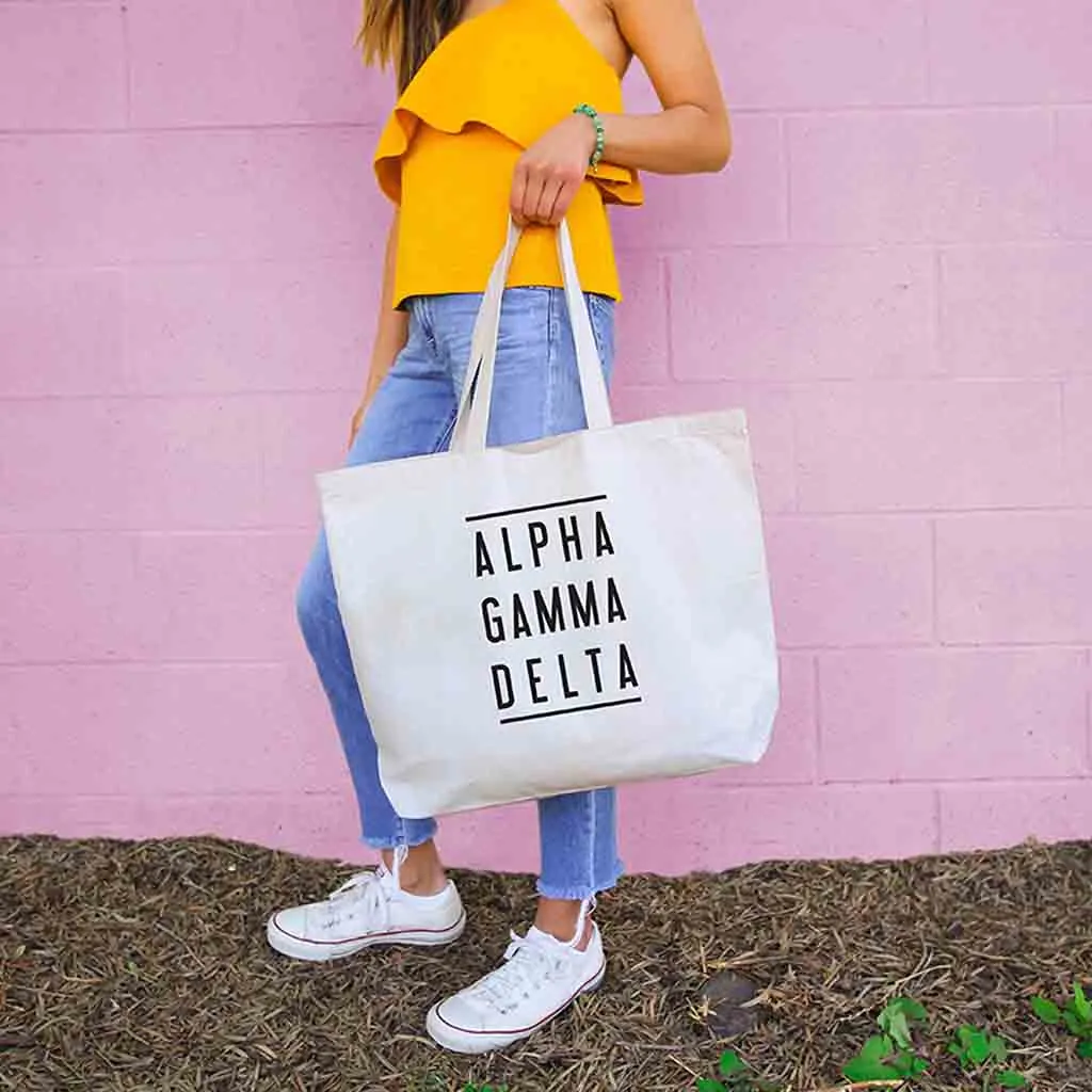Alpha Gamma Delta Sorority Printed on Large Canvas Tote Bag