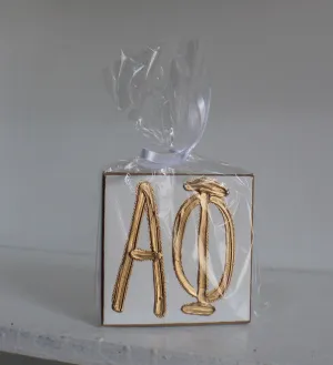 Alpha Phi White and Gold Canvas