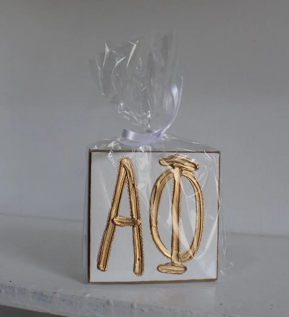 Alpha Phi White and Gold Canvas
