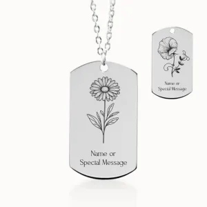 April Birth Flower Tag Pendant on Fine Chain