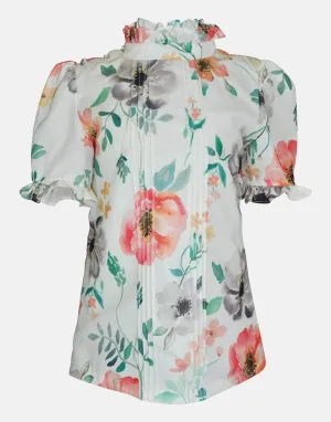 Aria: Coral poppy blouse
