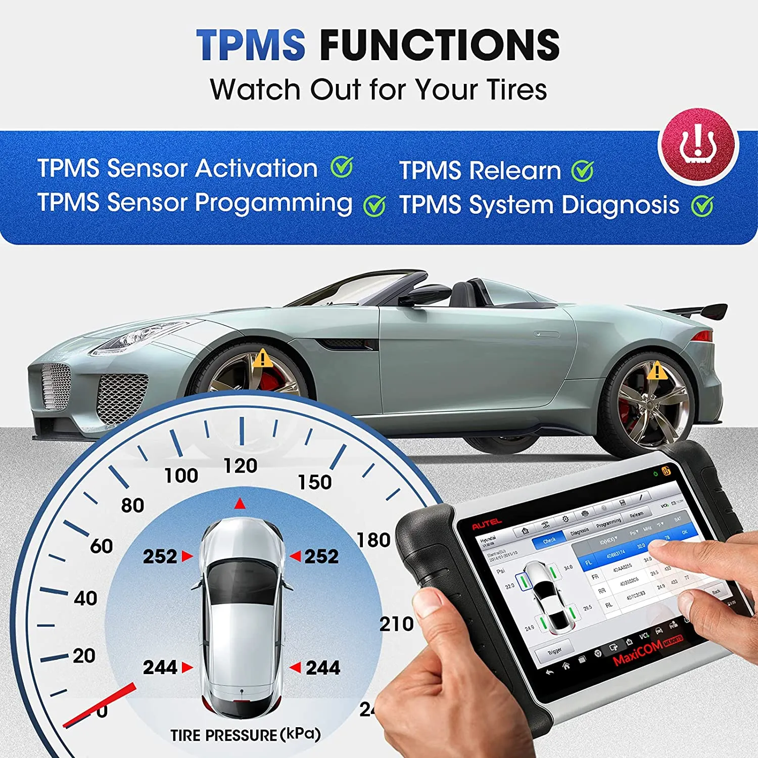 Autel MaxiCOM MK808TS TPMS Scanner With Complete TPMS and Sensor Programming
