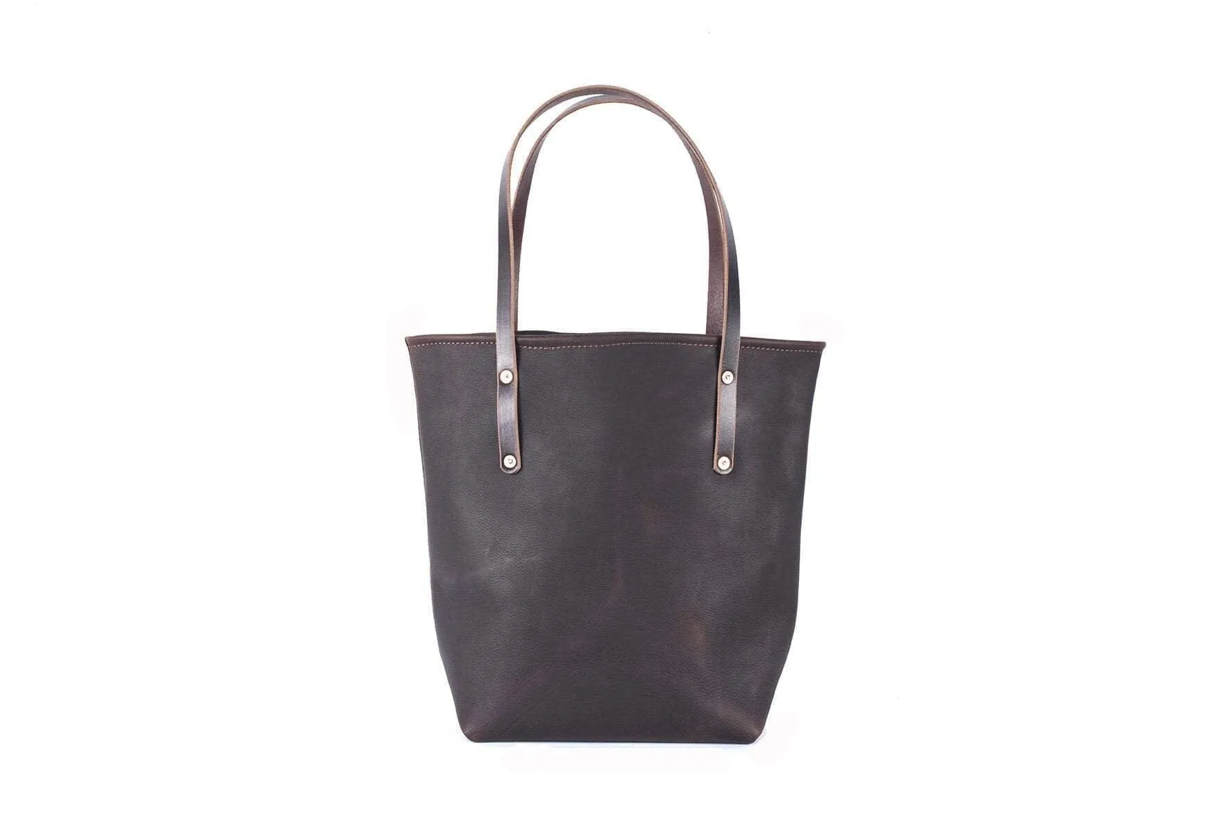 AVERY LEATHER TOTE BAG - SLIM LARGE - MOCHA