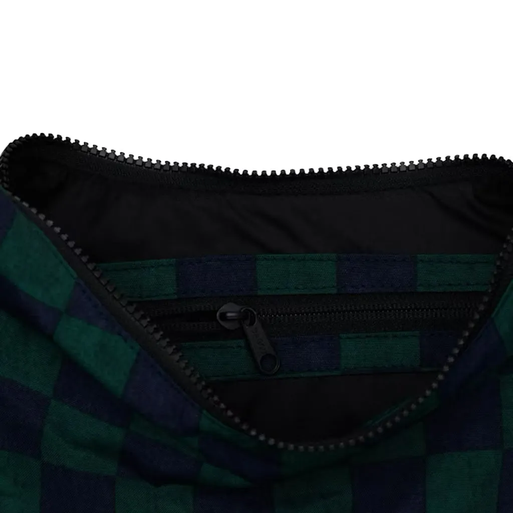 Baggu Medium Nylon Crescent Bag, Navy Green Check