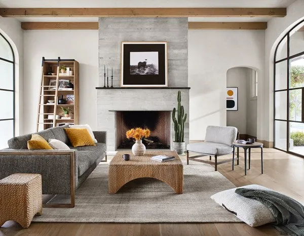 Bane Double Bookshelf with Ladder - Smoked Pine