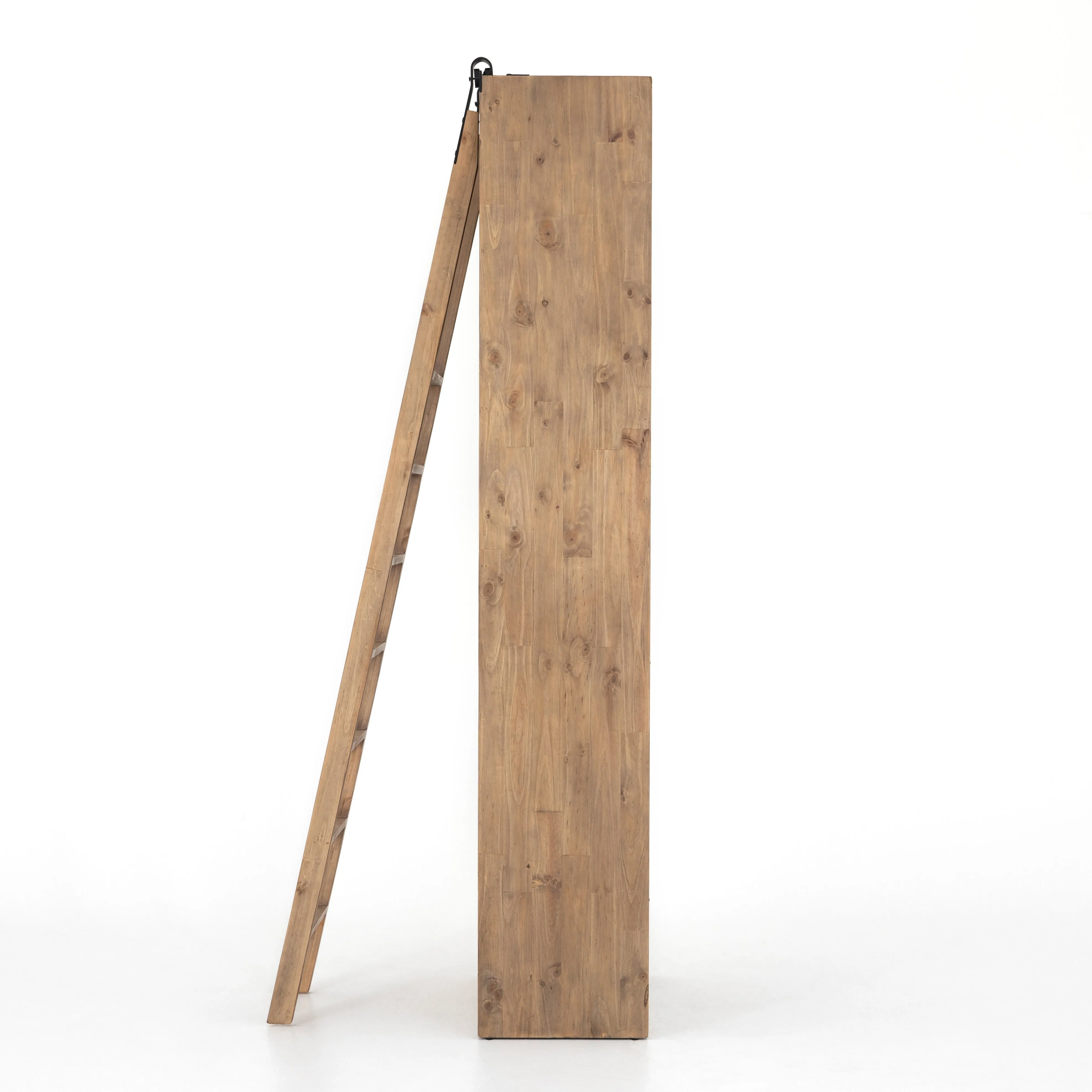 Bane Double Bookshelf with Ladder - Smoked Pine