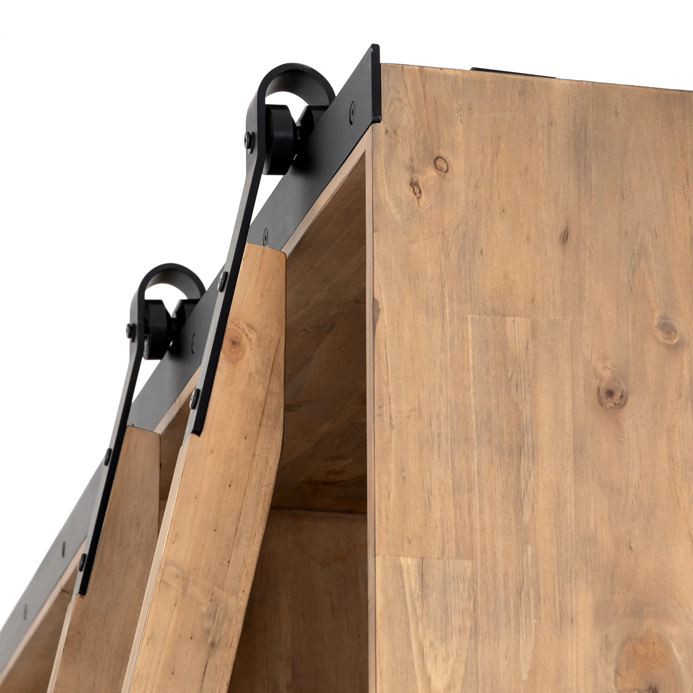 Bane Double Bookshelf with Ladder - Smoked Pine