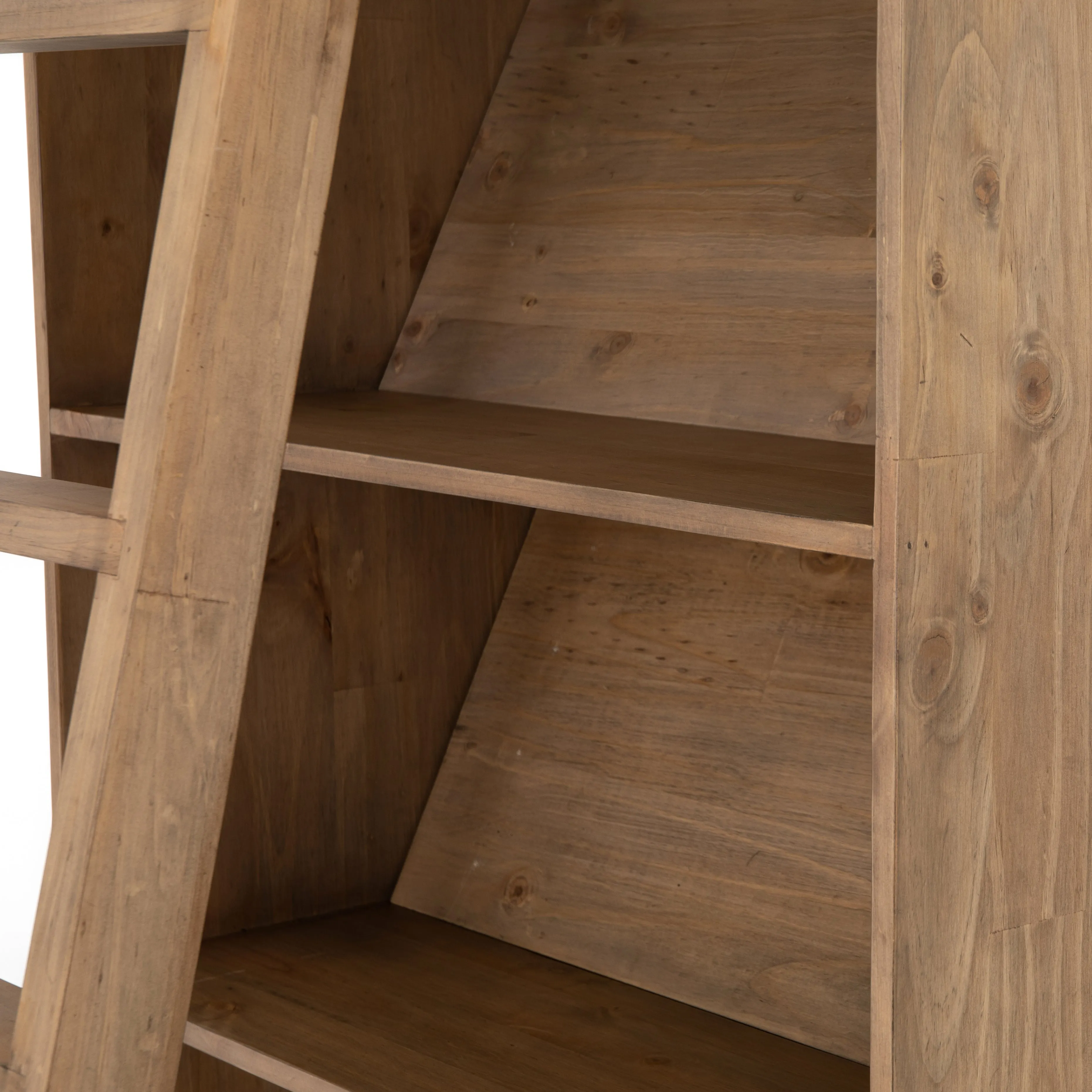 Bane Double Bookshelf with Ladder - Smoked Pine