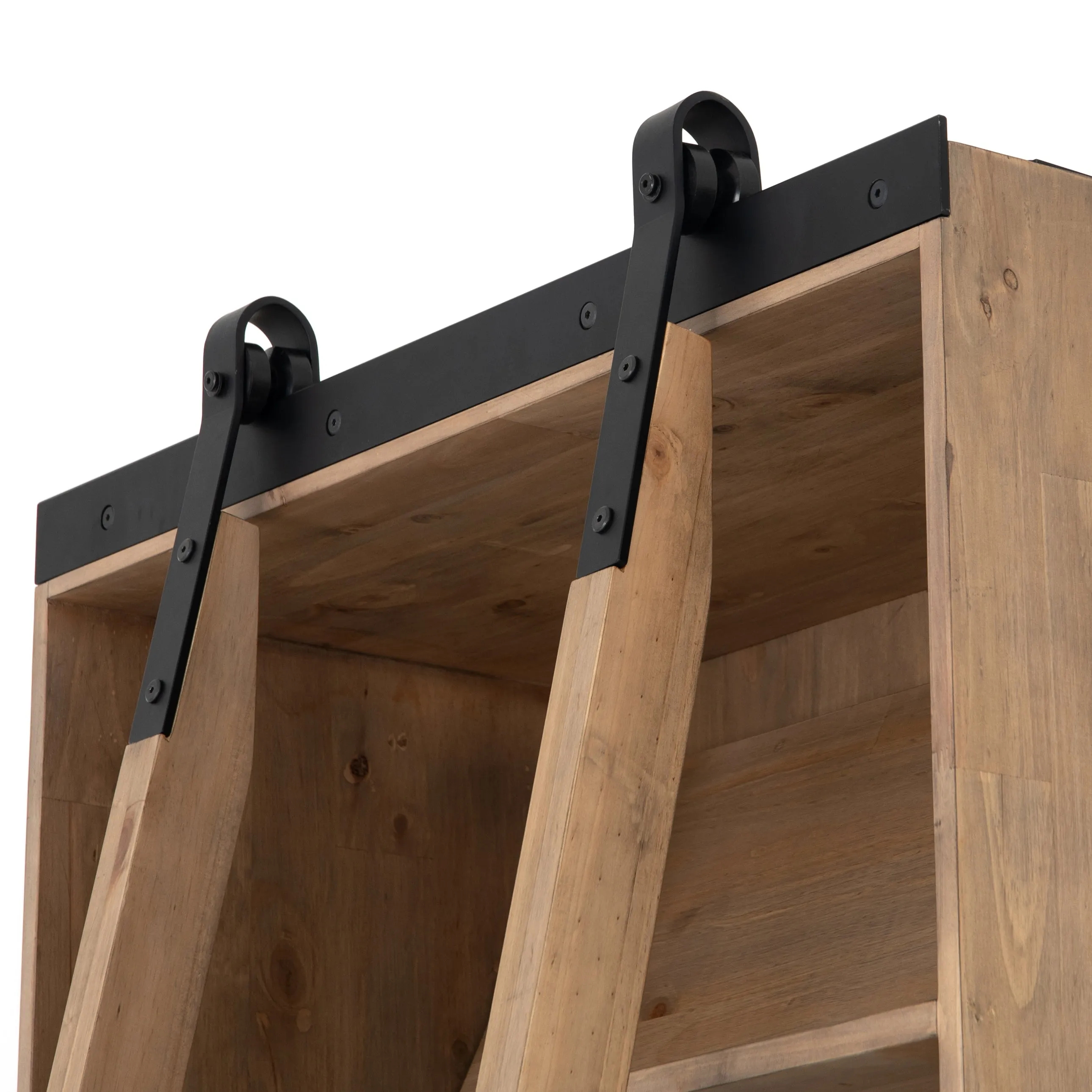 Bane Double Bookshelf with Ladder - Smoked Pine