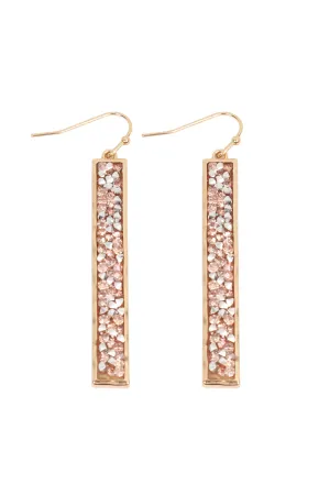 BAR GLITTER FACETED DANGLE HOOK EARRINGS