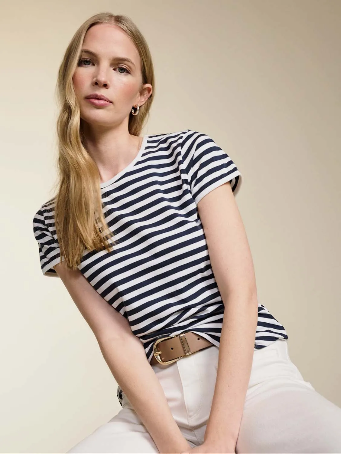 Baukjen Essentials Organic Cotton Slim Tee | Classic Navy & Pure White