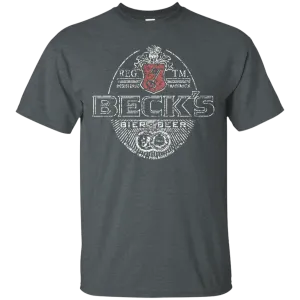 Becks Beer T-Shirt Custom Designed White Worn Label Pattern