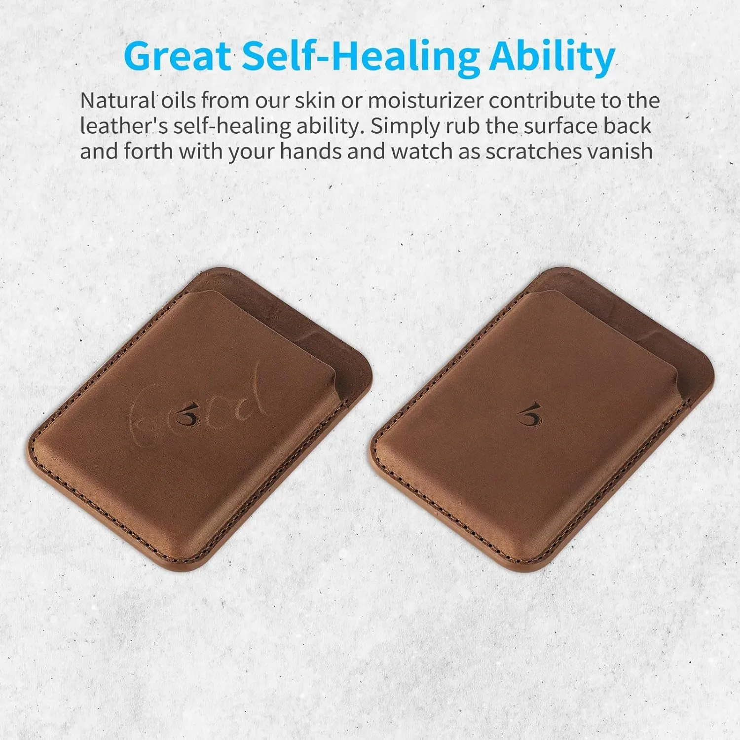 Belemay Magnetic Wallet, Compatible  Magsafe & iPhone series, Premium Crazy Horse Leather - Brown