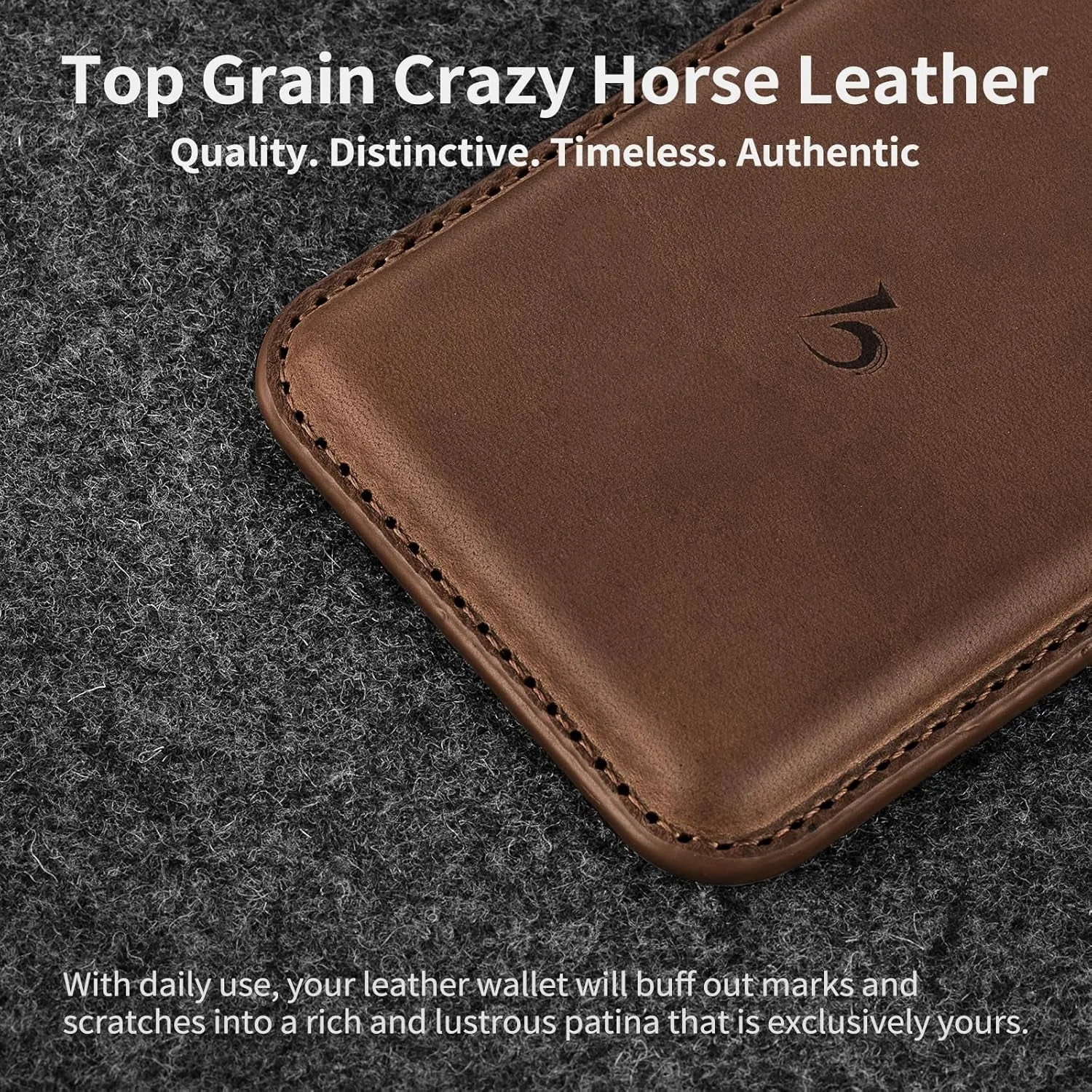 Belemay Magnetic Wallet, Compatible  Magsafe & iPhone series, Premium Crazy Horse Leather - Brown