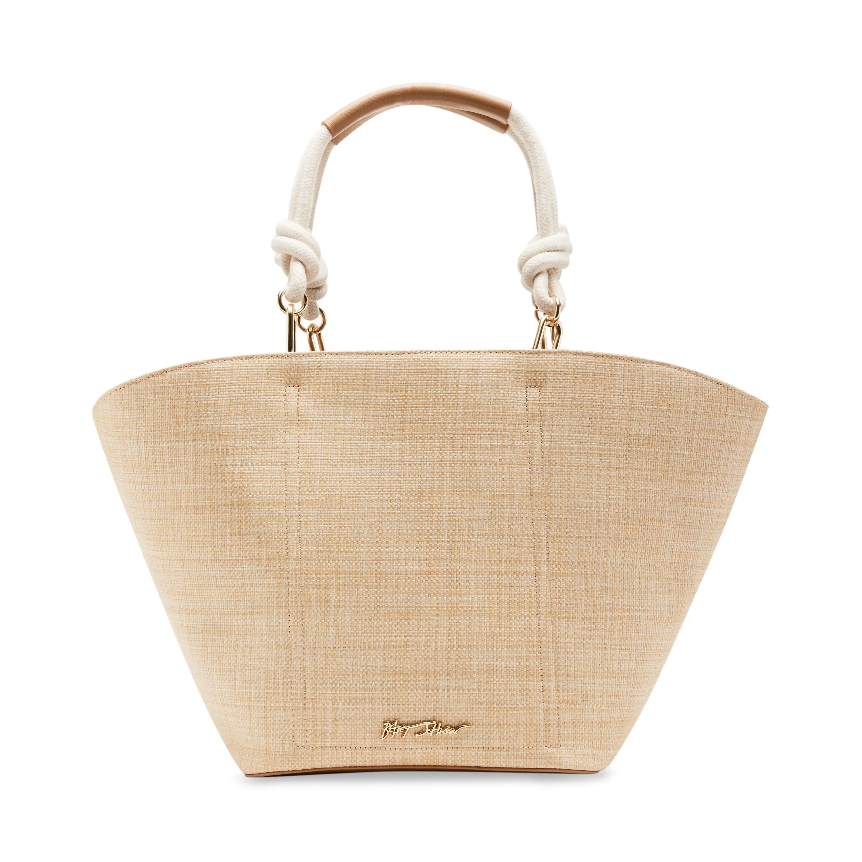 Betsey Johnson Flowers Puffy Raffia Natural Tote Bag