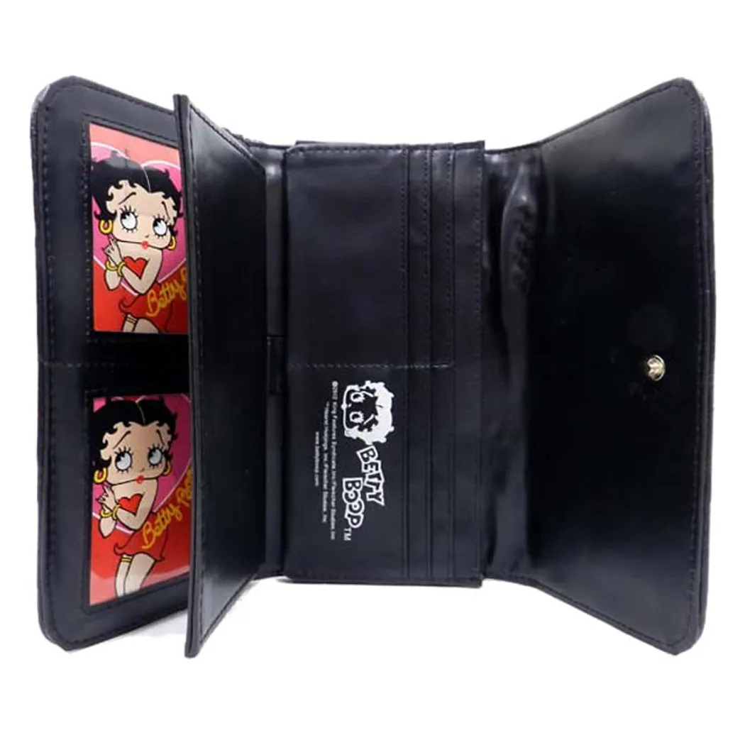 Betty Boop bling pink rhinestone checkbook L woman wallet B16Q