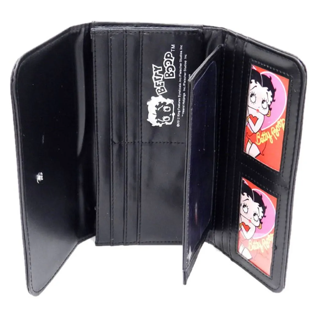 Betty Boop bling pink rhinestone checkbook L woman wallet B16Q