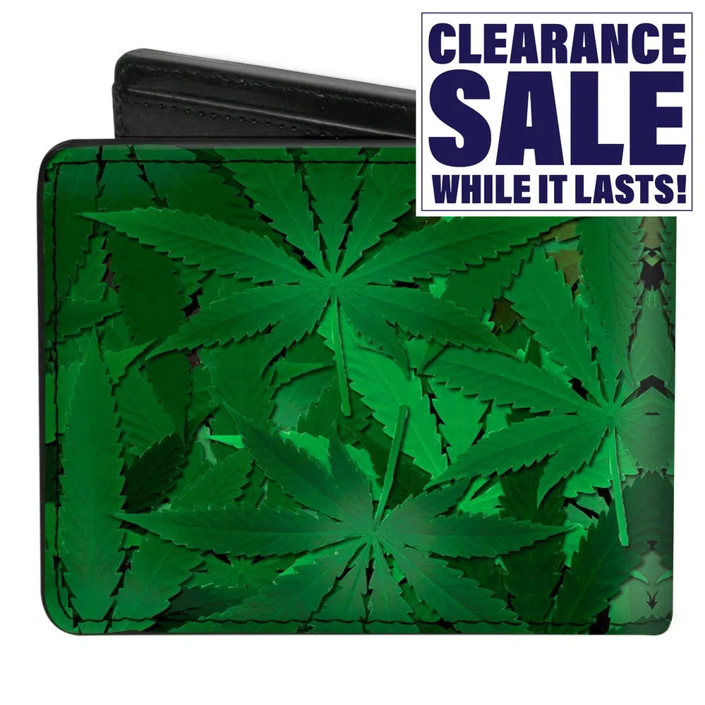 Bi-Fold Wallet - Marijuana Leaves Stacked