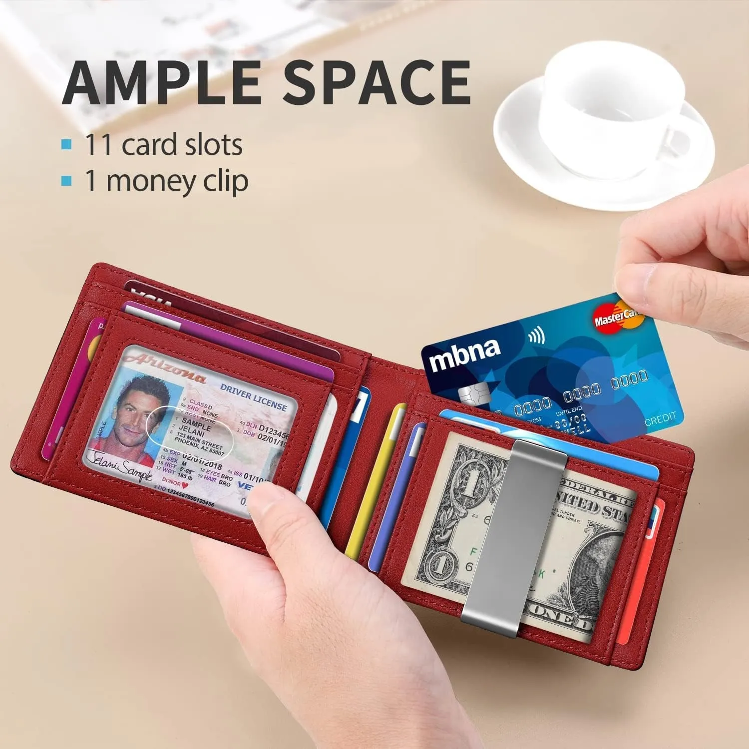 Bifold Wallet for Men with Money Clip, Slim Front Pocket Wallet