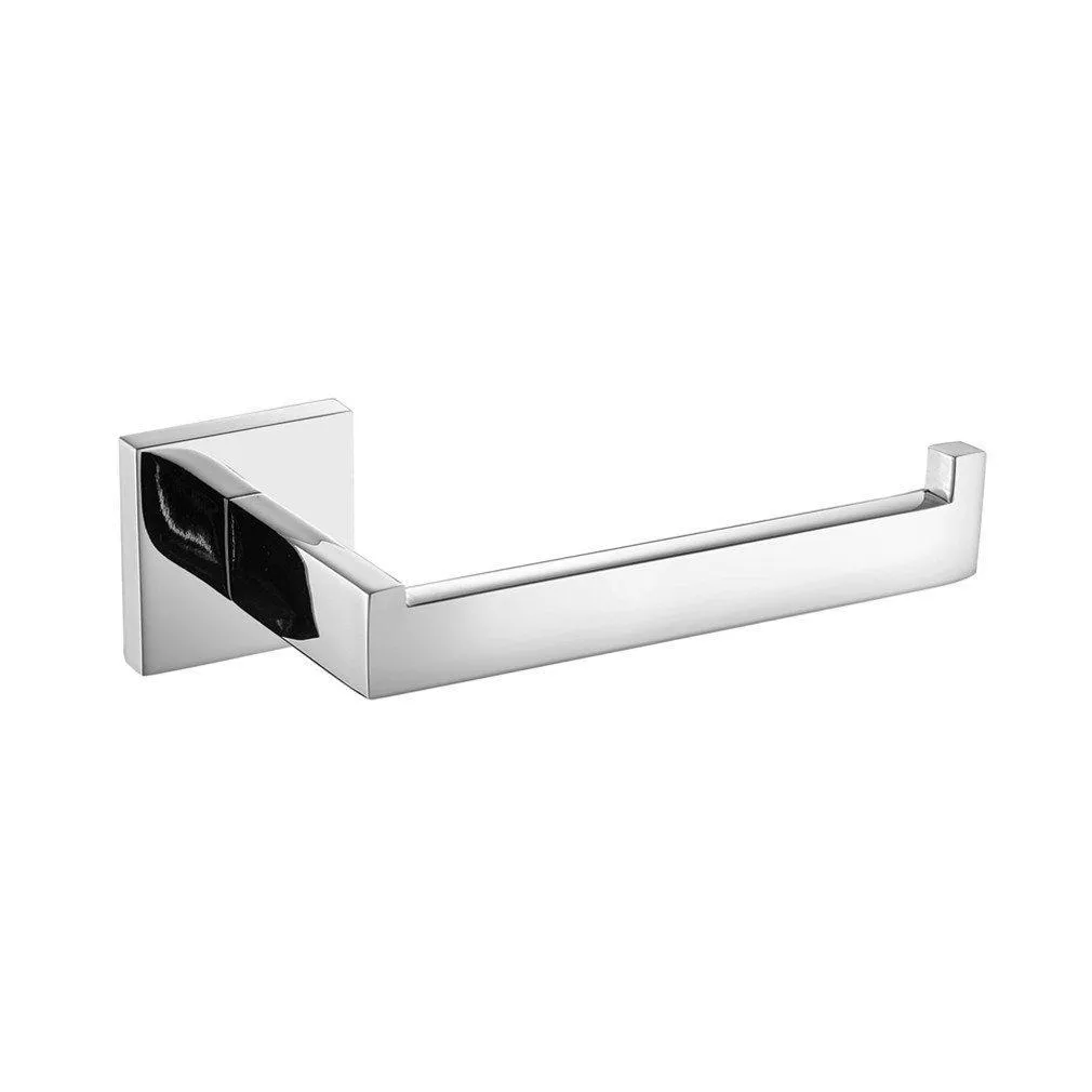 BigBig Home 4PCS Bathroom Hardware Set Modern Square Style SUS 304 Stainless Steel Toilet Paper Holder, Towel Ring, Robe Hook,Towel Bar, Chrome Finish Wall Mounted Tissue Hanger Bathroom Accessories