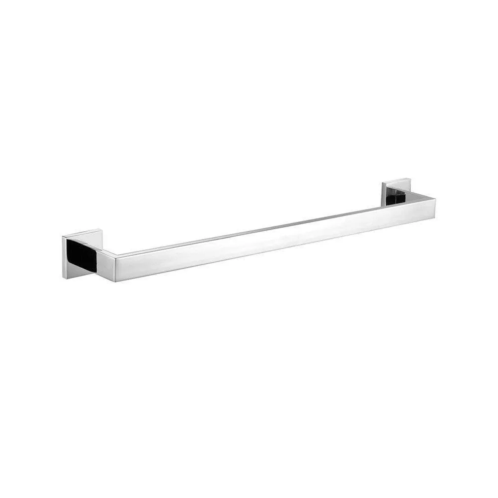 BigBig Home 4PCS Bathroom Hardware Set Modern Square Style SUS 304 Stainless Steel Toilet Paper Holder, Towel Ring, Robe Hook,Towel Bar, Chrome Finish Wall Mounted Tissue Hanger Bathroom Accessories
