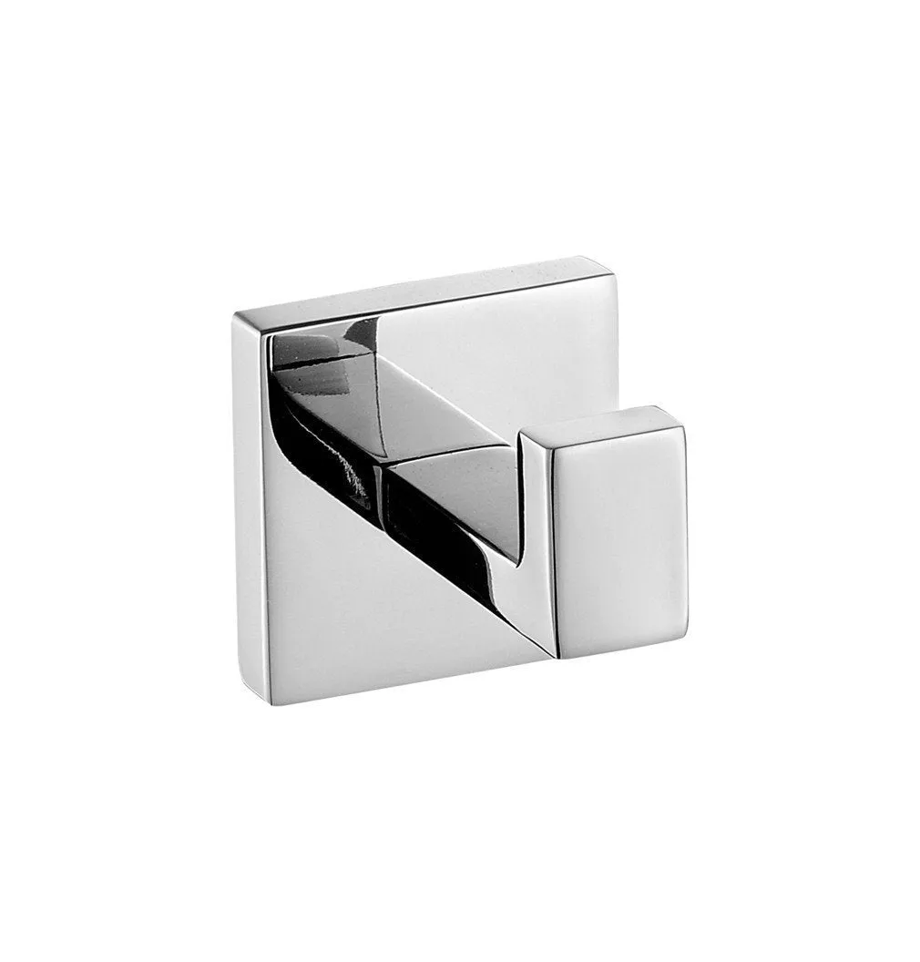 BigBig Home 4PCS Bathroom Hardware Set Modern Square Style SUS 304 Stainless Steel Toilet Paper Holder, Towel Ring, Robe Hook,Towel Bar, Chrome Finish Wall Mounted Tissue Hanger Bathroom Accessories