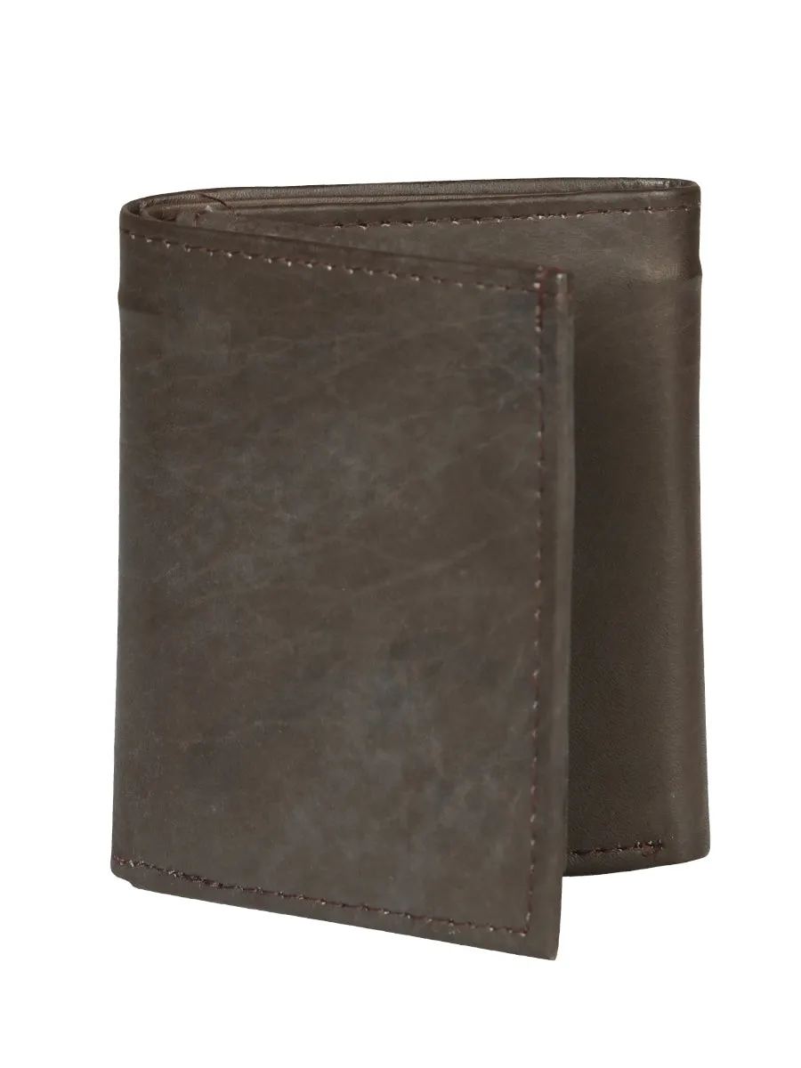 Billetera Delgada Trifold de Piel Genuina de Borrego 'El General' - ID: 45262