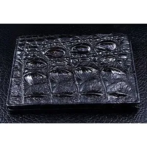 Black Backbone Crocodile Long Mens Wallet