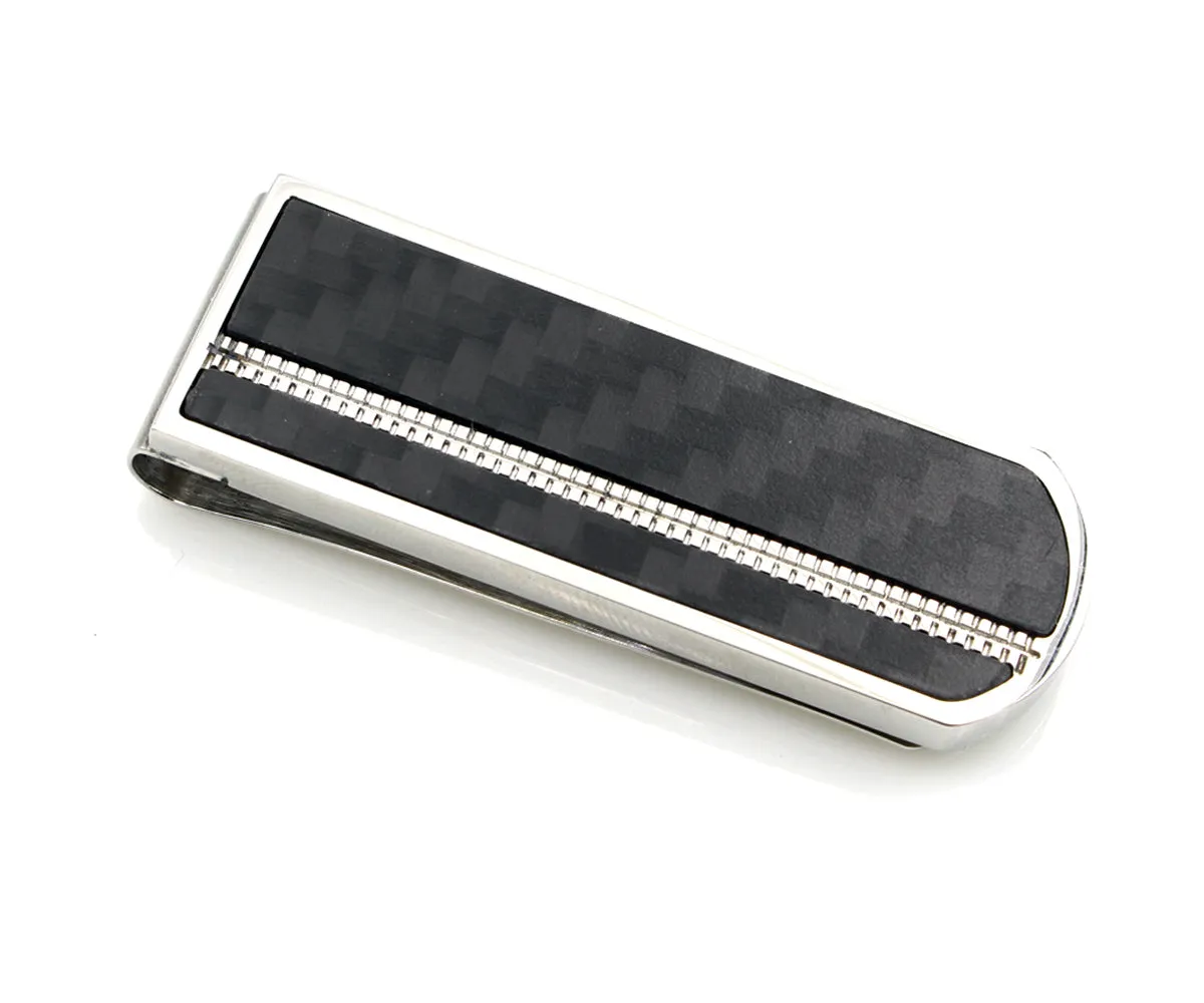 Black Fiber Fiber Steel Accented Money Clip
